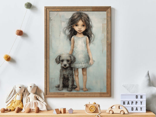 Dog Nursery Art, Cute Puppy Decor, Girls Room Wall Decor - WildfieldPrints