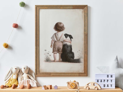 Dog Nursery Decor, Border Collie Art, Girls Room Wall Decor - WildfieldPrints