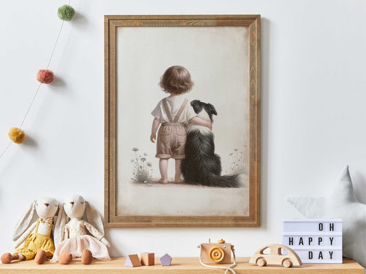 Dog Nursery Decor, Border Collie Art, Girls Room Wall Decor - WildfieldPrints