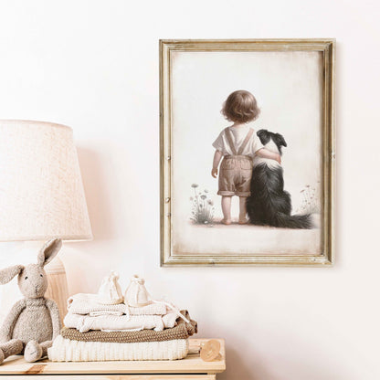 Dog Nursery Decor, Border Collie Art, Girls Room Wall Decor - WildfieldPrints