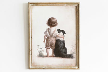 Dog Nursery Decor, Border Collie Art, Girls Room Wall Decor - WildfieldPrints