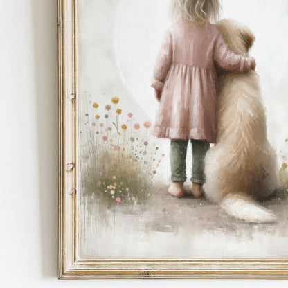 Dog Nursery Decor, Golden Retriever Wall Art, Cute Kids Room Decor - WildfieldPrints