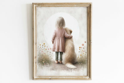 Dog Nursery Decor, Golden Retriever Wall Art, Cute Kids Room Decor - WildfieldPrints