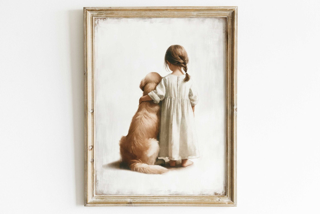 Golden Retriever Wall Art – Dog Nursery Print for Girls