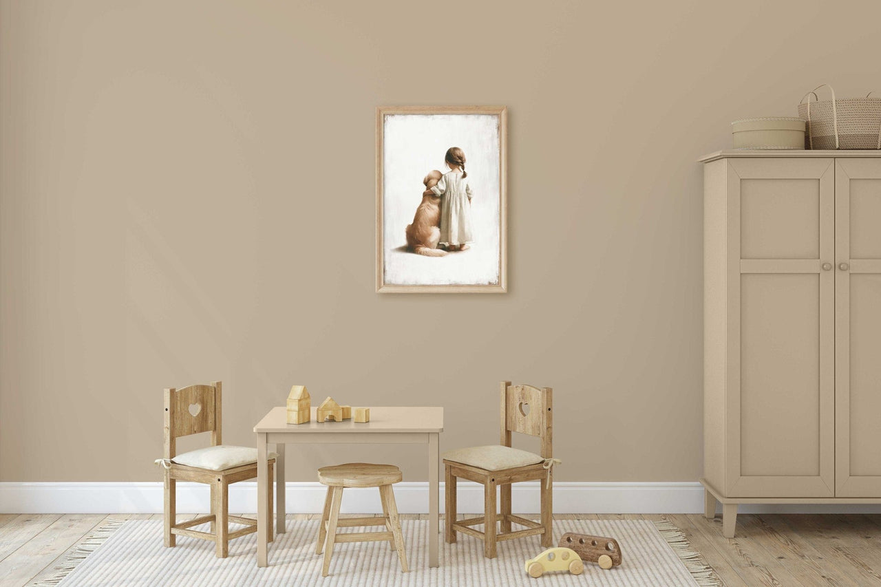 Golden Retriever Wall Art – Dog Nursery Print for Girls