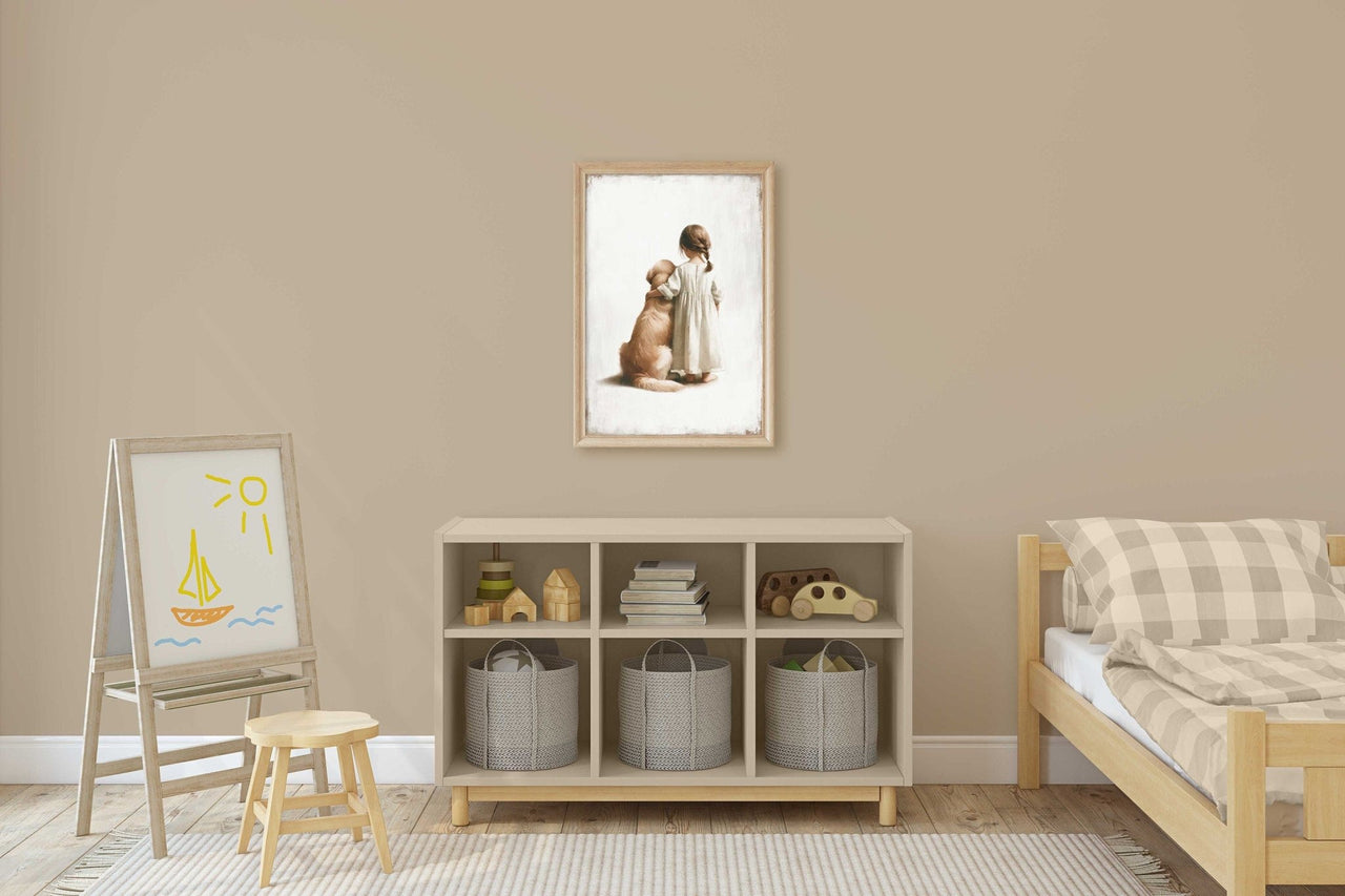 Golden Retriever Wall Art – Dog Nursery Print for Girls