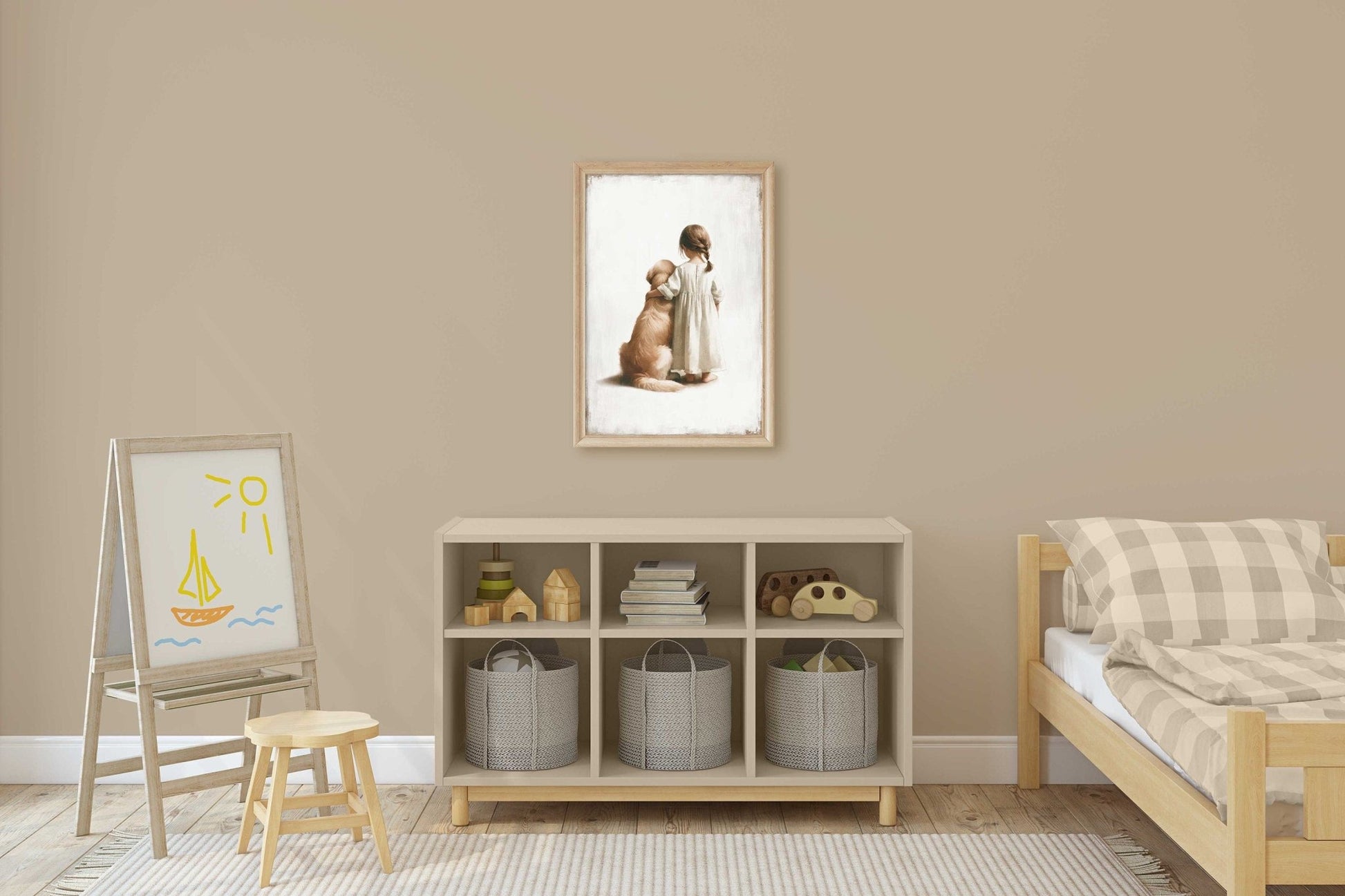 Dog Nursery Decor, Golden Retriever Wall Art, Girls Room Print - WildfieldPrints