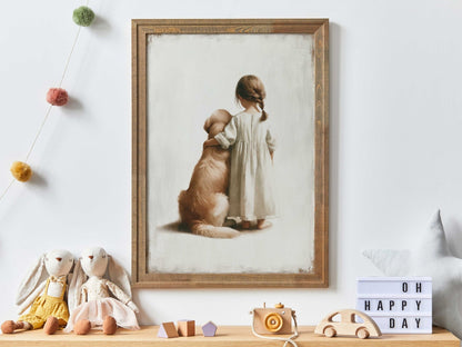 Dog Nursery Decor, Golden Retriever Wall Art, Girls Room Print - WildfieldPrints