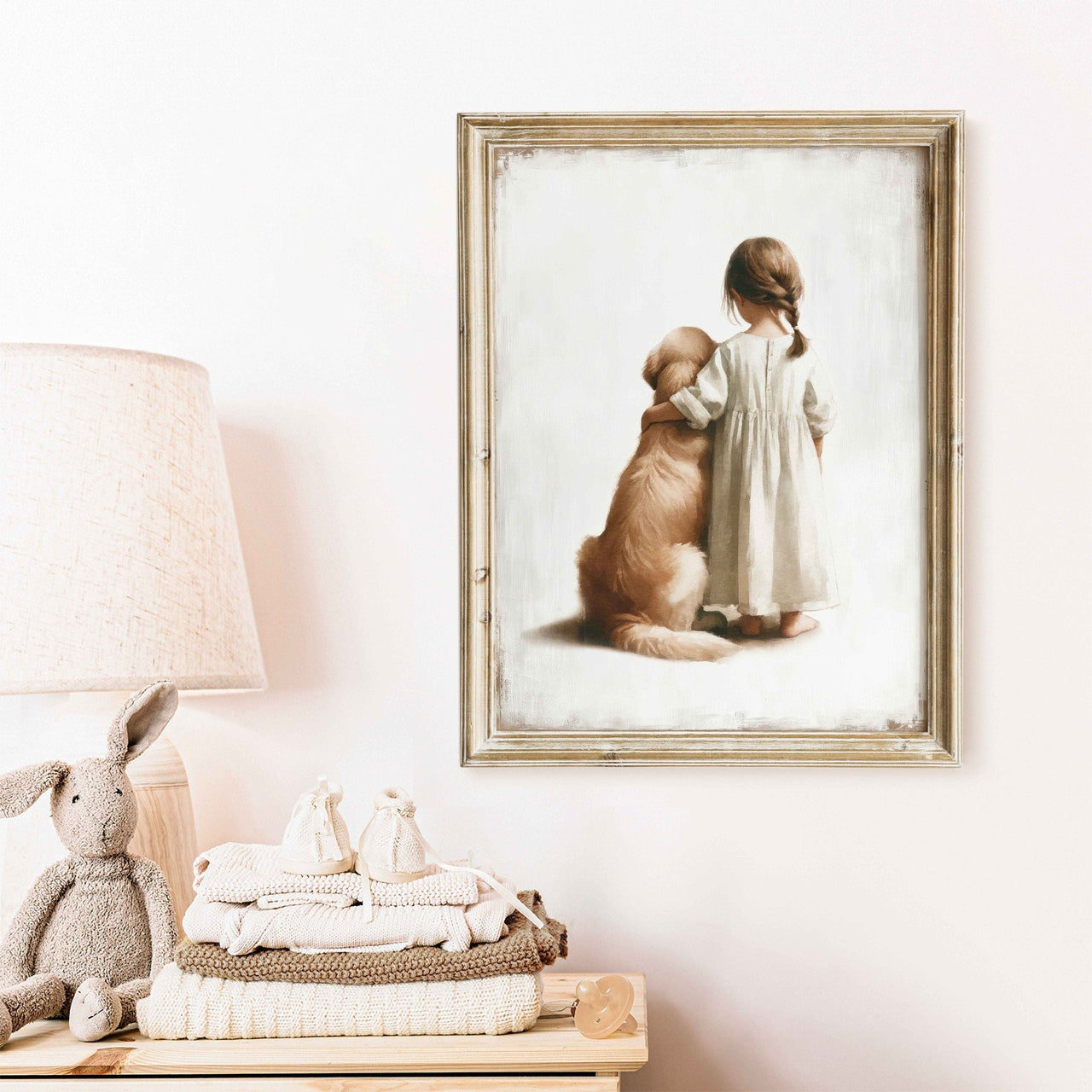 Golden Retriever Wall Art – Dog Nursery Print for Girls