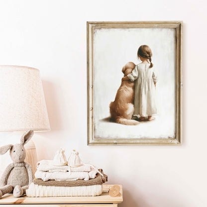 Dog Nursery Decor, Golden Retriever Wall Art, Girls Room Print - WildfieldPrints