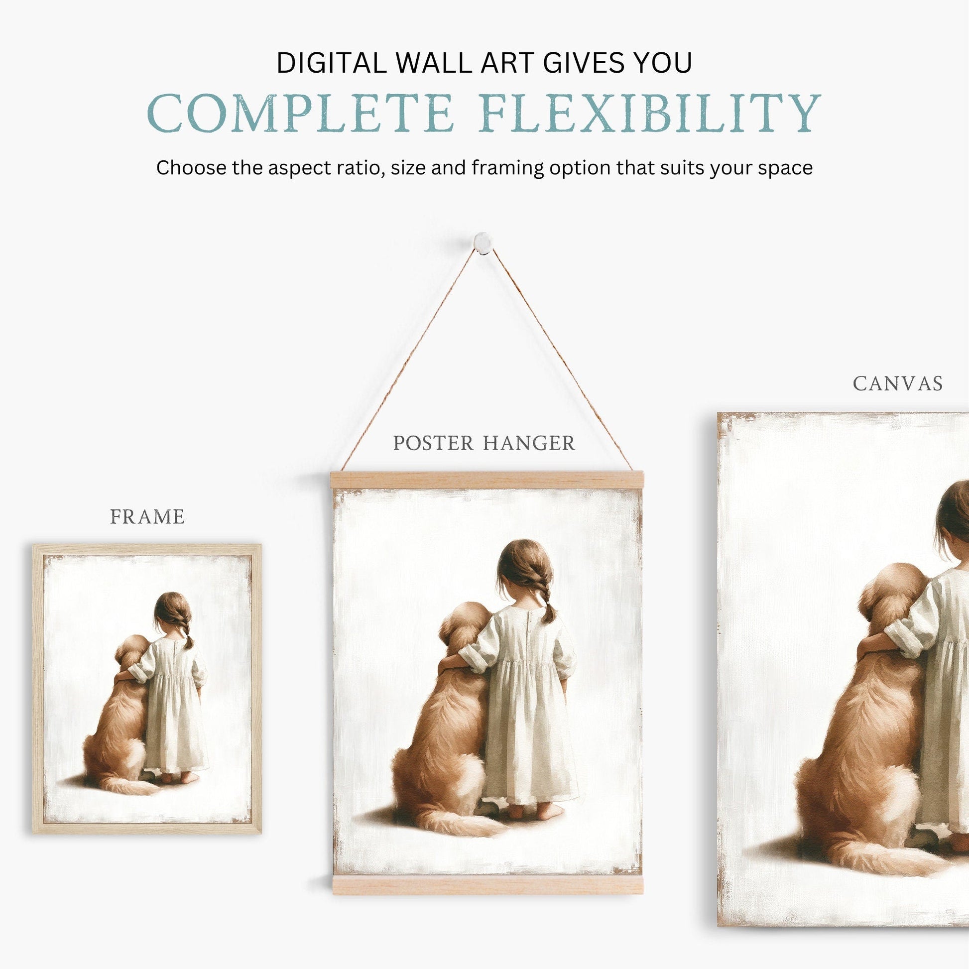 Dog Nursery Decor, Golden Retriever Wall Art, Girls Room Print - WildfieldPrints