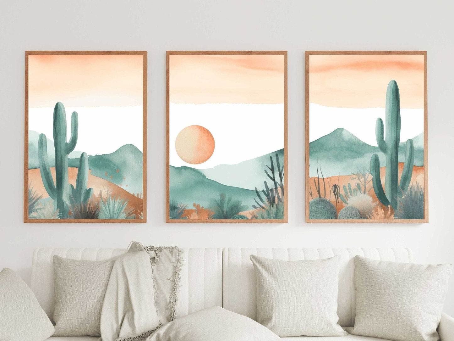 Dramatic Desert Dusk Watercolor Art, Landscape Decor Trio - WildfieldPrints