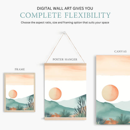 Dramatic Desert Dusk Watercolor Art, Landscape Decor Trio - WildfieldPrints