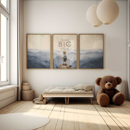 Dream Big Little One, Adventure Nursery Decor, Quote Art for Boys Room - WildfieldPrints