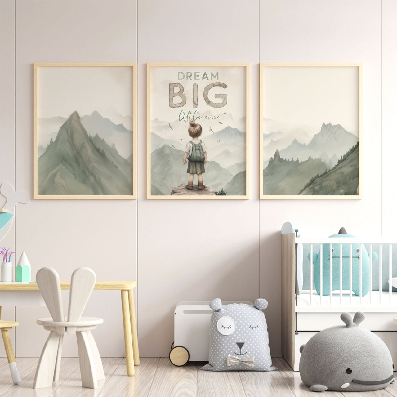 Adventure Theme Wall Art – Nursery Quote Print for Girls Room • Set of 3