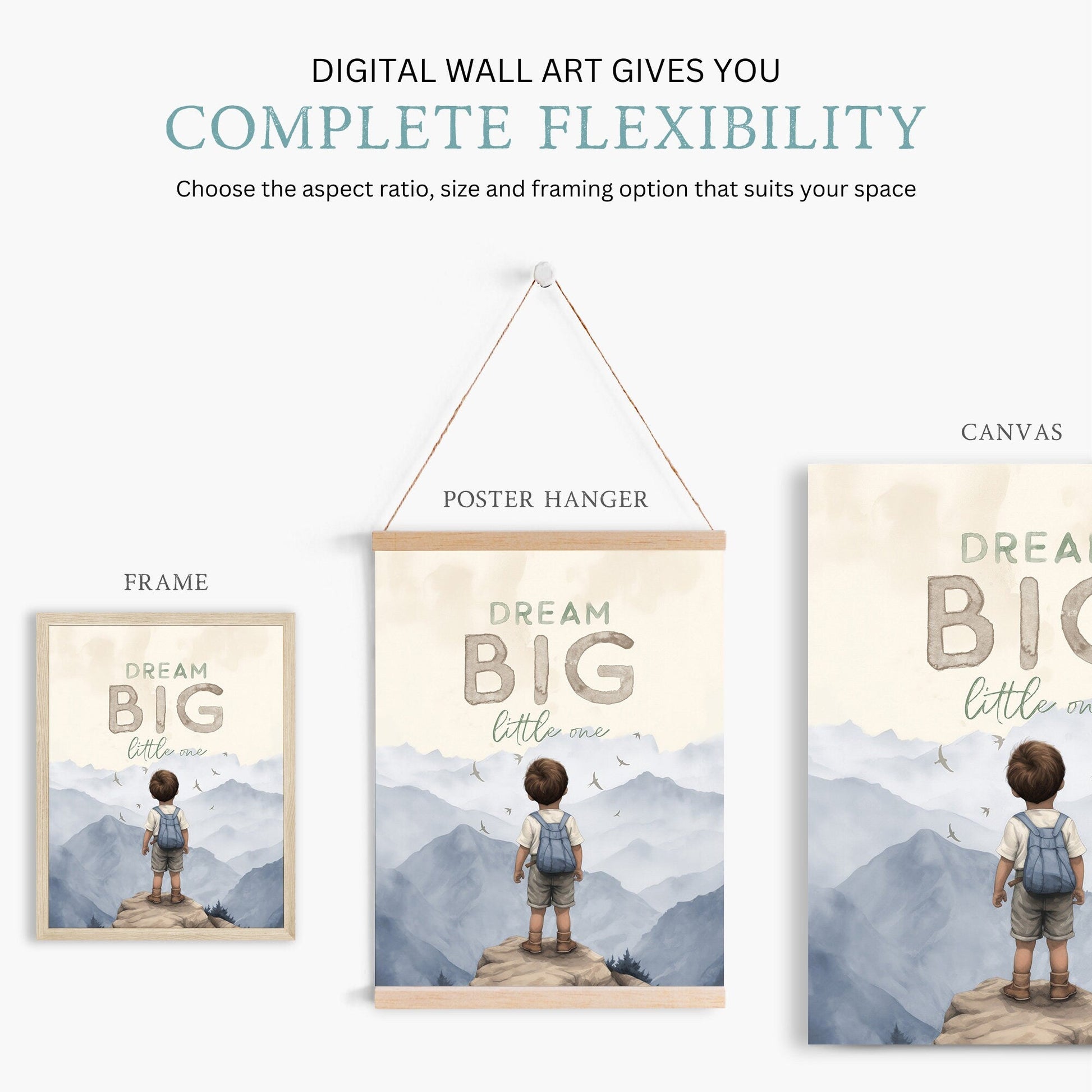 Dream Big Little One, Boys Room Wall Art, Adventure Decor, Mountain Theme - WildfieldPrints
