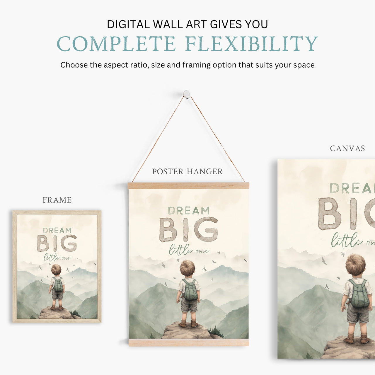 Mountain Theme Wall Art – Adventure Boys Room Decor • Set of 3