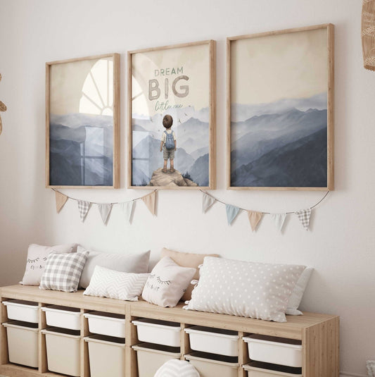 Dream Big Little One, Boys Room Wall Art, Adventure Decor, Mountain Theme - WildfieldPrints