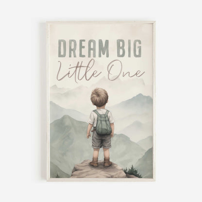 Dream Big Little One, Inspirational Quote Boy, Mountain Nursery Decor - WildfieldPrints