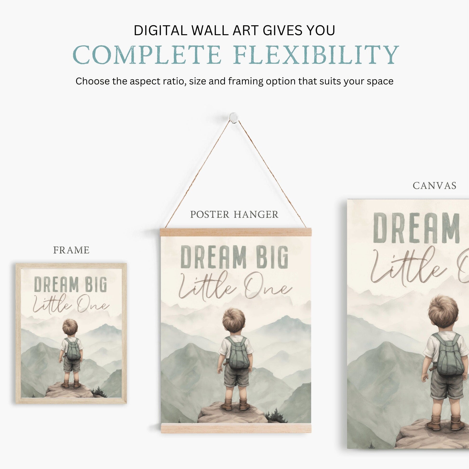 Dream Big Little One, Inspirational Quote Boy, Mountain Nursery Decor - WildfieldPrints