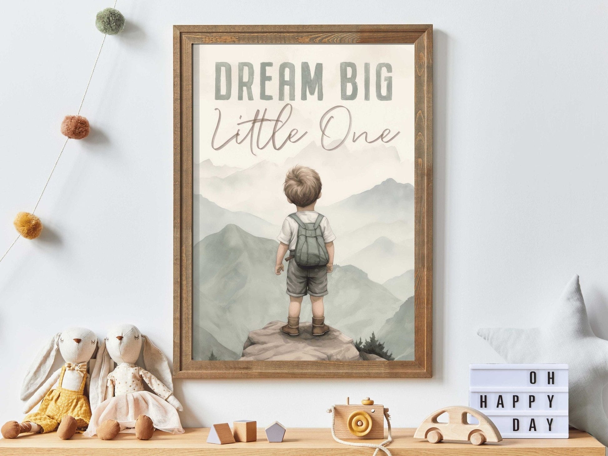 Dream Big Little One, Inspirational Quote Boy, Mountain Nursery Decor - WildfieldPrints