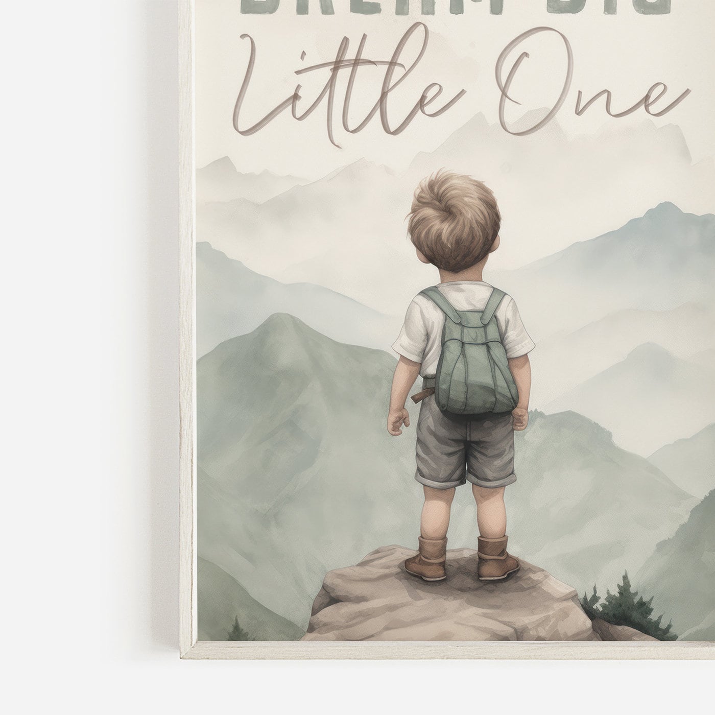 Dream Big Little One, Inspirational Quote Boy, Mountain Nursery Decor - WildfieldPrints