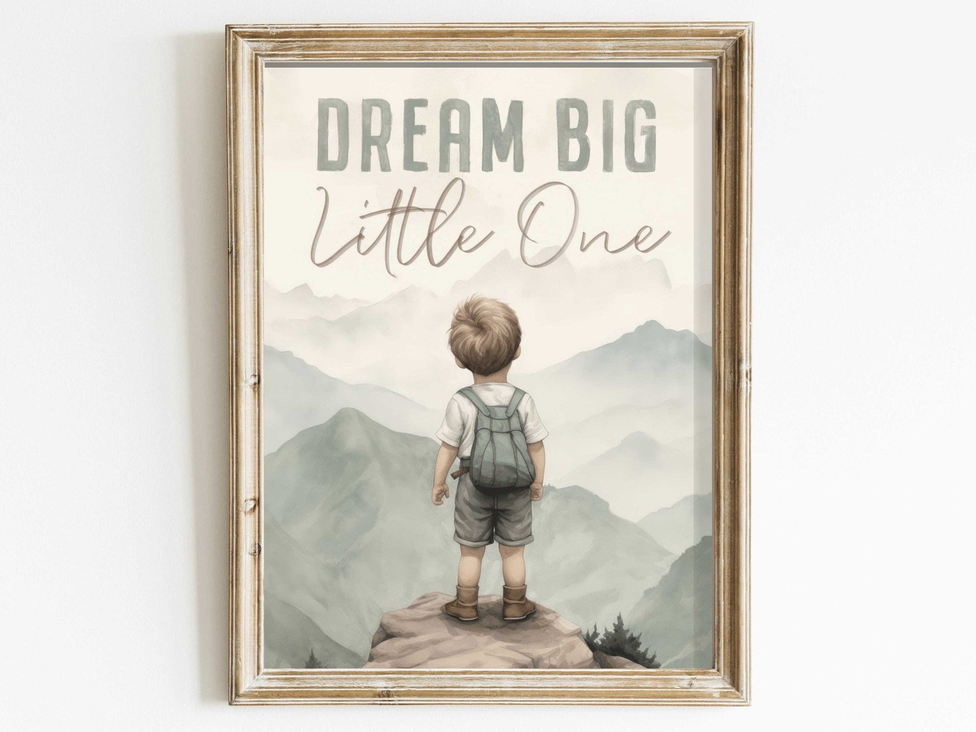 Dream Big Little One, Inspirational Quote Boy, Mountain Nursery Decor - WildfieldPrints