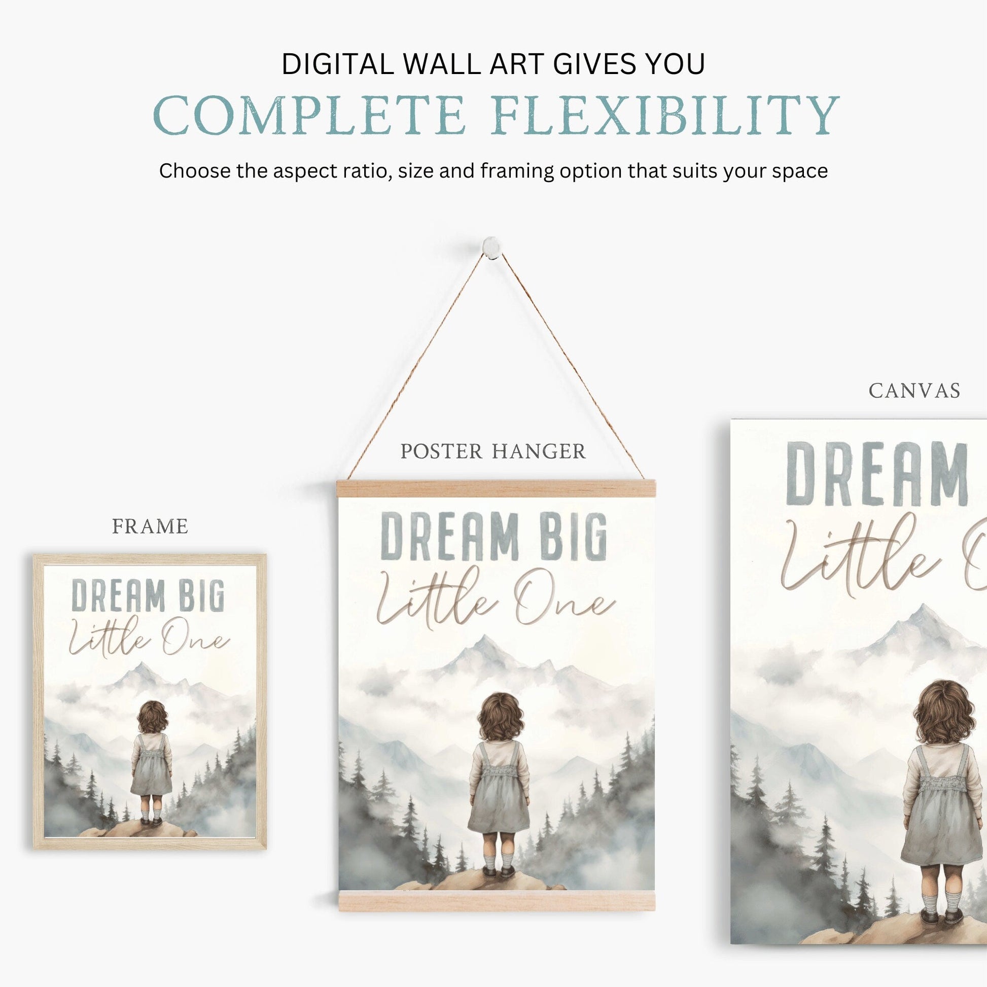 Dream Big Little One, Nursery Quote Wall Art, Girl's Adventure Decor - WildfieldPrints