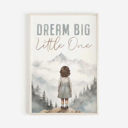 Dream Big Little One, Nursery Quote Wall Art, Girl's Adventure Decor - WildfieldPrints