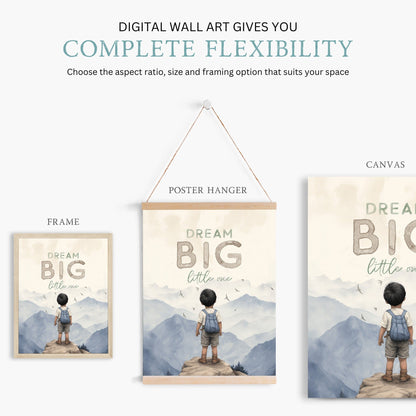 Dream Big Little One Print, Adventure Nursery Decor, Boys Room Art - WildfieldPrints