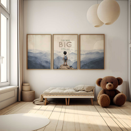 Mountain Adventure Print – Boys Room Wall Art • Set of 3