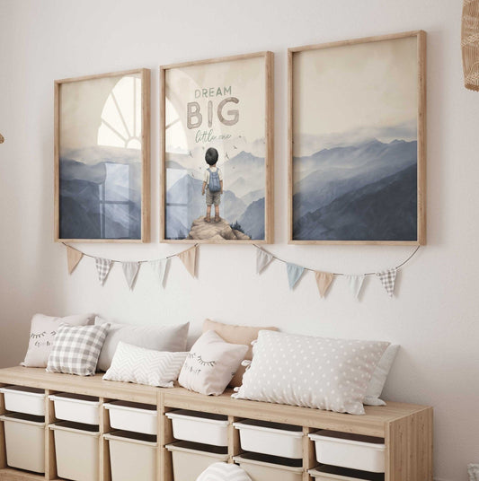 Dream Big Little One Print, Adventure Nursery Decor, Boys Room Art - WildfieldPrints