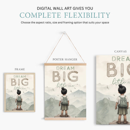 Dream Big Little One Print, Adventure Nursery Decor, Girl Wall Art - WildfieldPrints