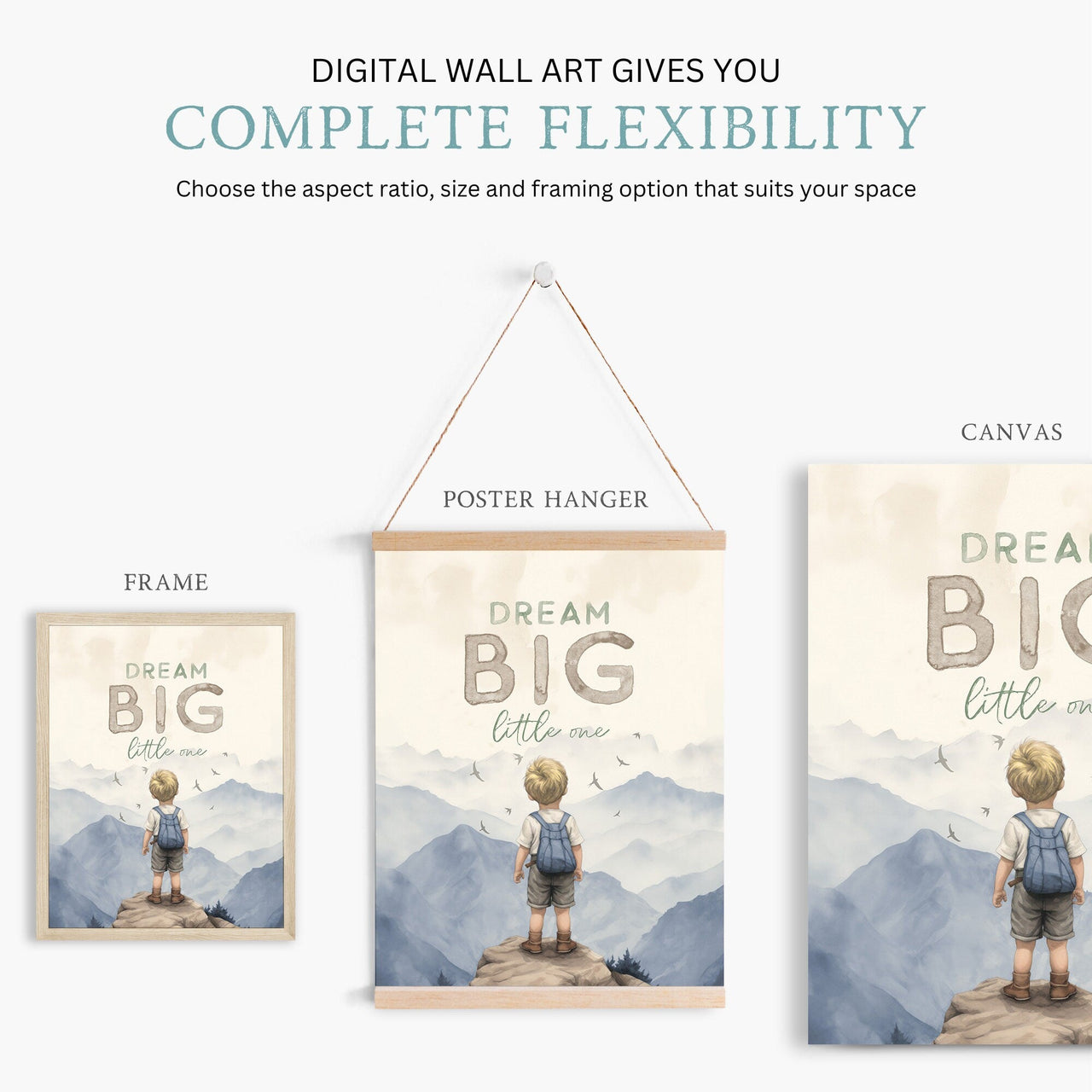 Blonde Boy Adventure Print – Boys Nursery Wall Art • Set of 3