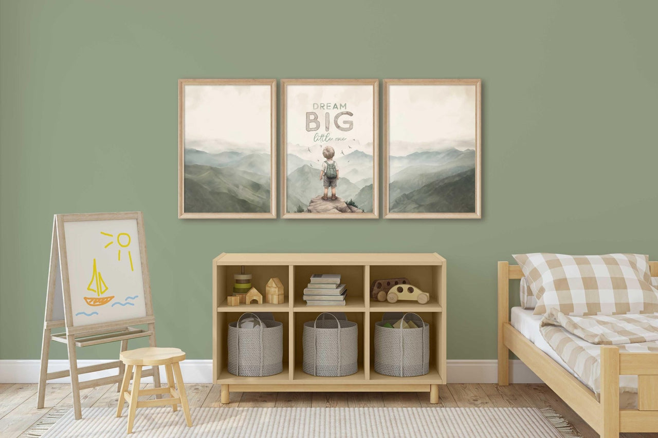 Blonde Boy Adventure Print – Boys Room Wall Art • Set of 3