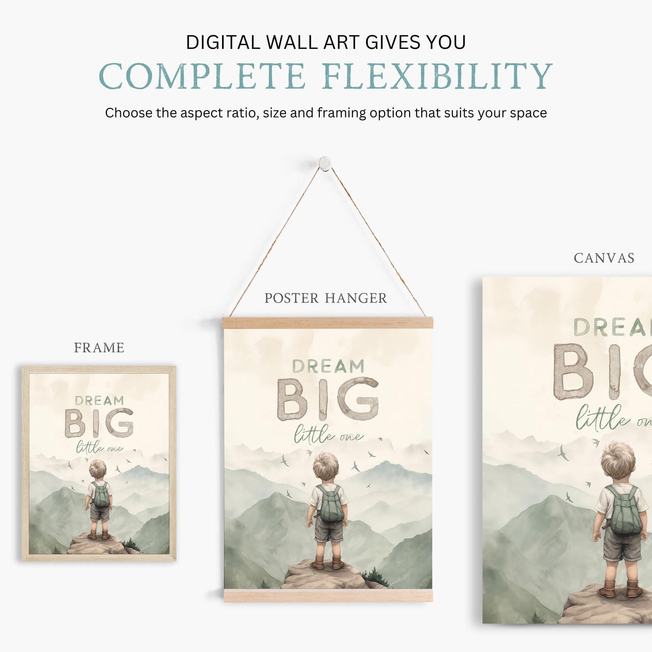 Blonde Boy Adventure Print – Boys Room Wall Art • Set of 3