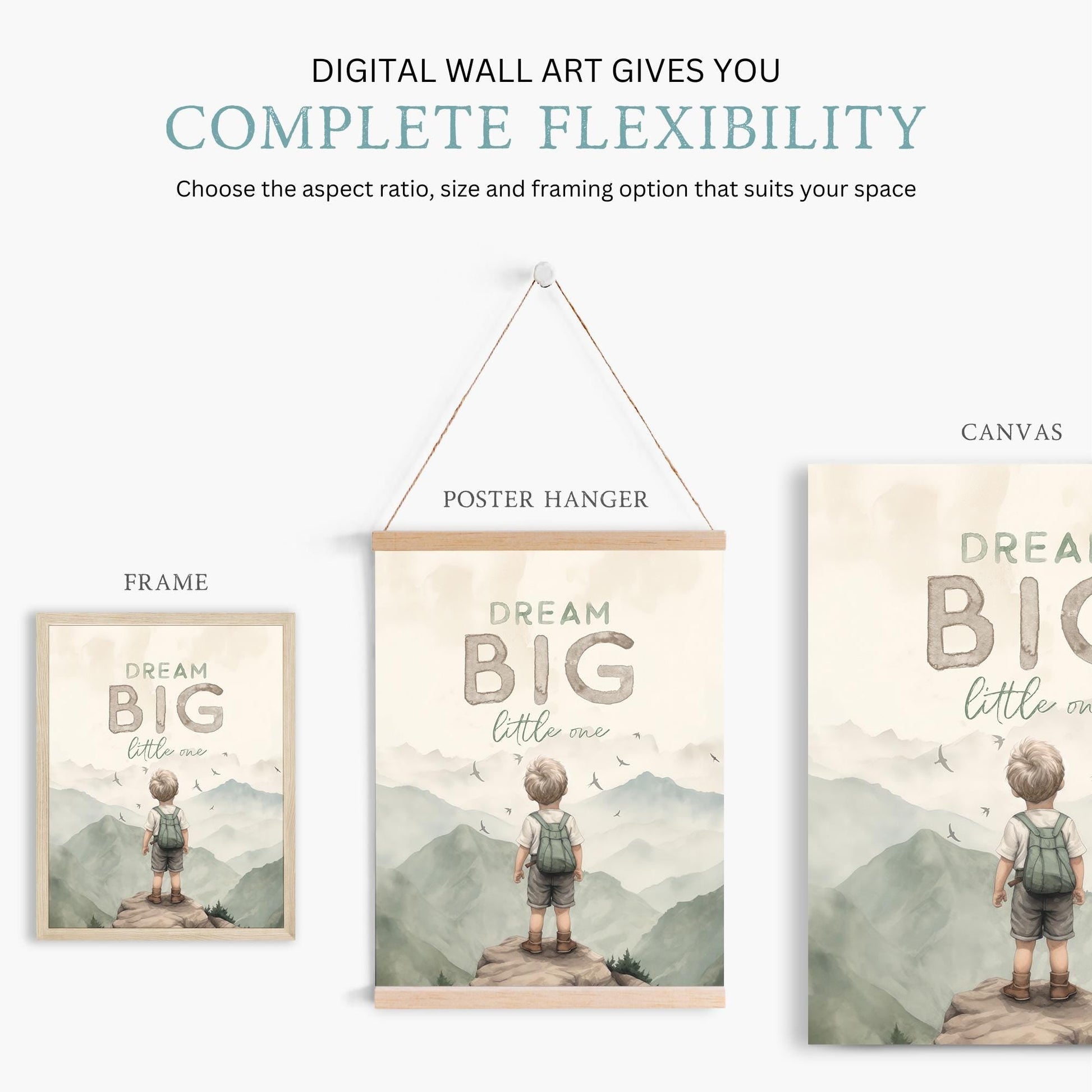 Dream Big Nursery Print, Boys Room Decor, Adventure Wall Art - WildfieldPrints