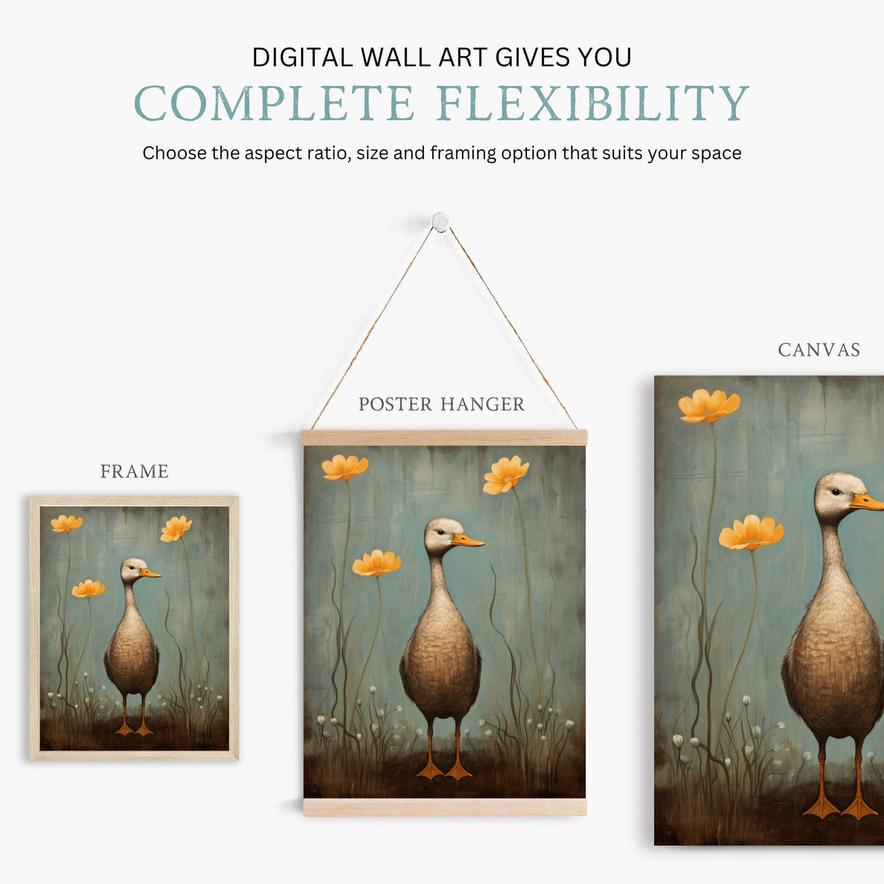White Duck Wall Art – Farm Animal Nursery Print
