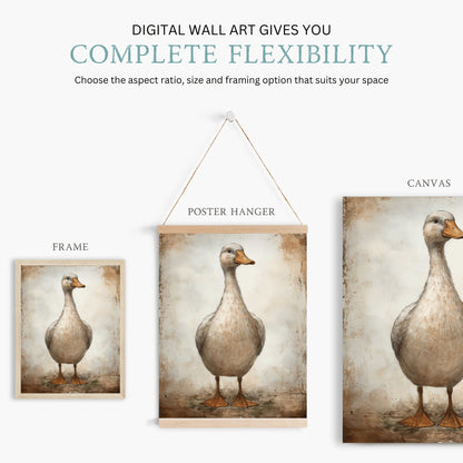 Duck Wall Art, Rustic Farmhouse Decor, Animal Print Collection - WildfieldPrints
