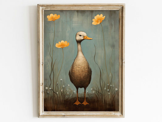 Duck Wall Art, Rustic Farmhouse Decor, Animal Print Collection - WildfieldPrints