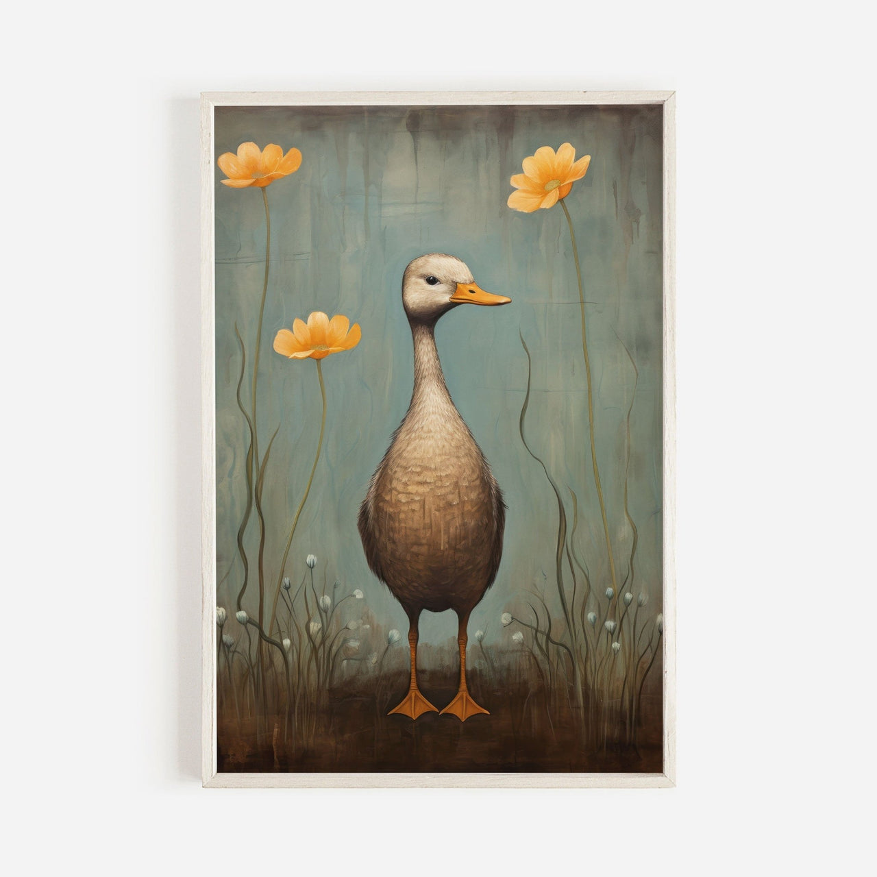 White Duck Wall Art – Farm Animal Nursery Print