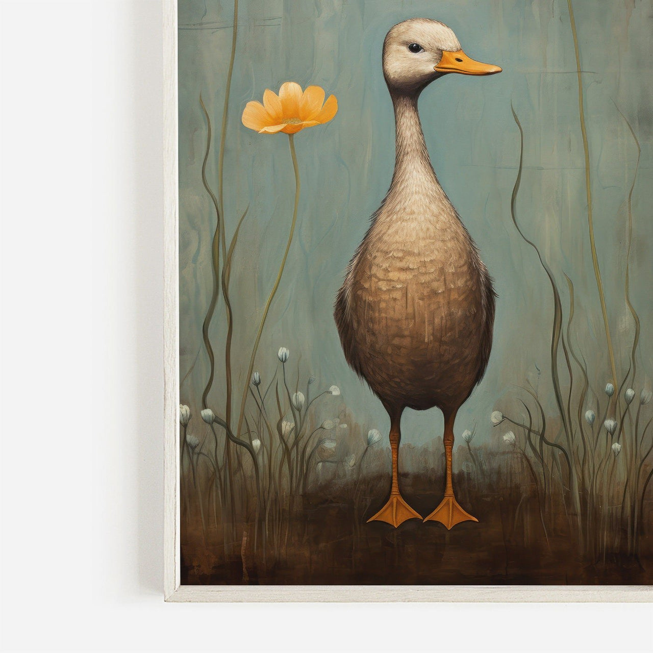 White Duck Wall Art – Farm Animal Nursery Print