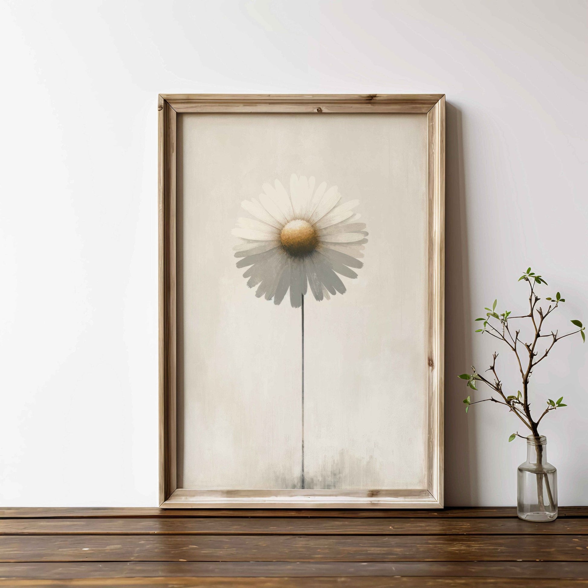 Elegant Daisy Flower Print, Minimalist Vintage Floral Wall Decor - WildfieldPrints