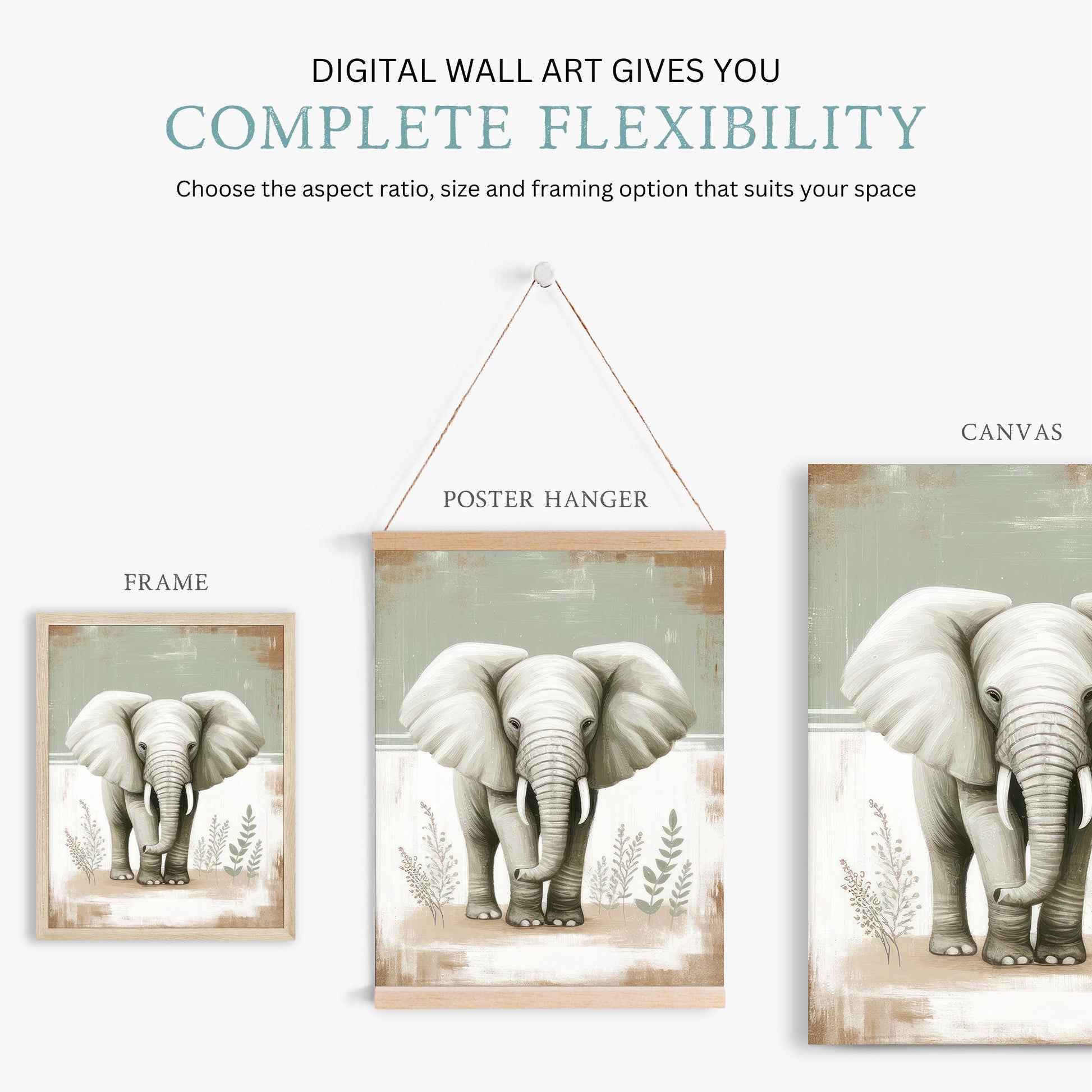 Elephant & Lion Nursery Wall Art, Safari Animal Room Decor, Vintage Prints - WildfieldPrints