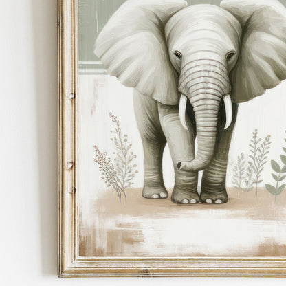 Elephant Nursery Print, Safari Animal Kids Room Decor, Vintage Art - WildfieldPrints