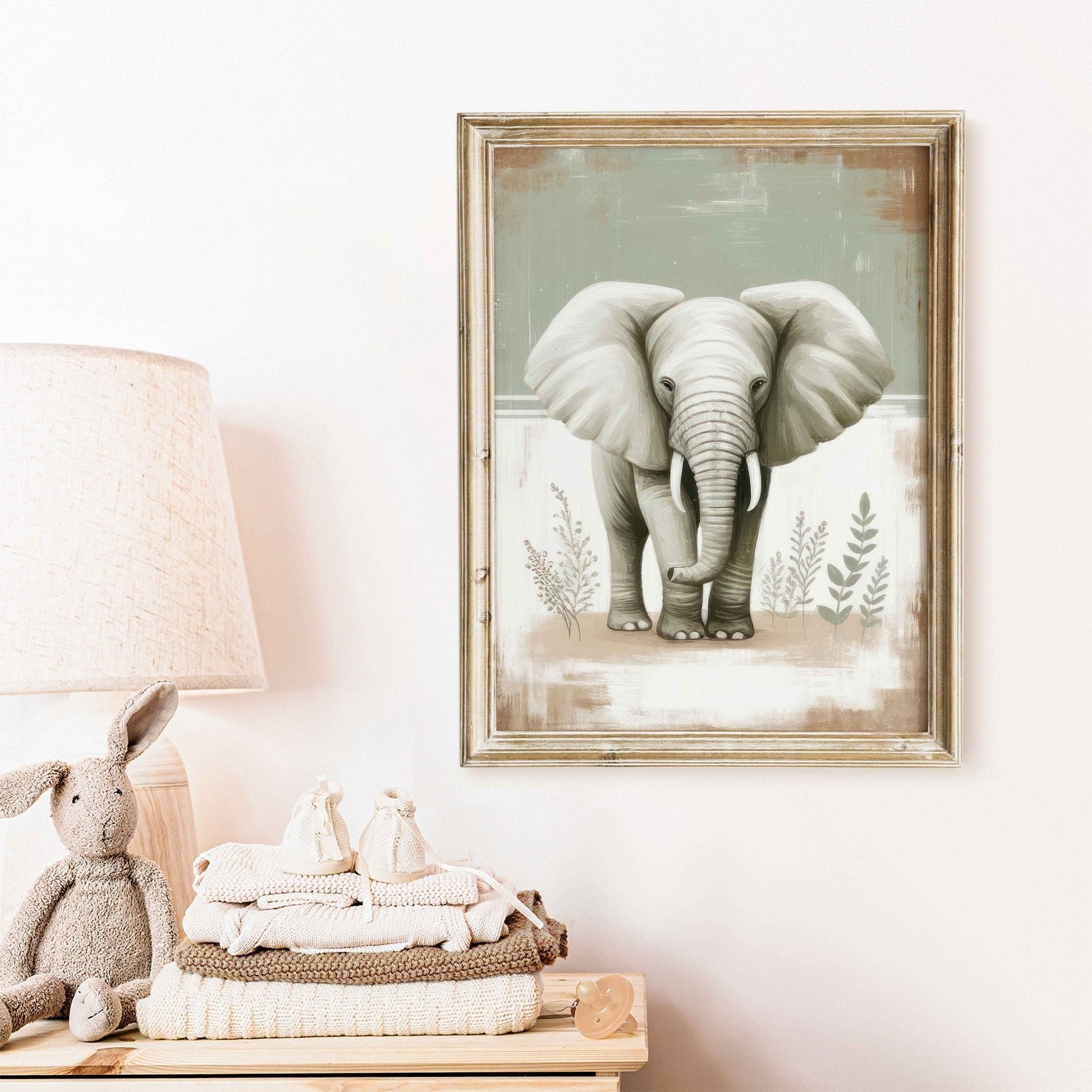 Elephant Nursery Print, Safari Animal Kids Room Decor, Vintage Art - WildfieldPrints