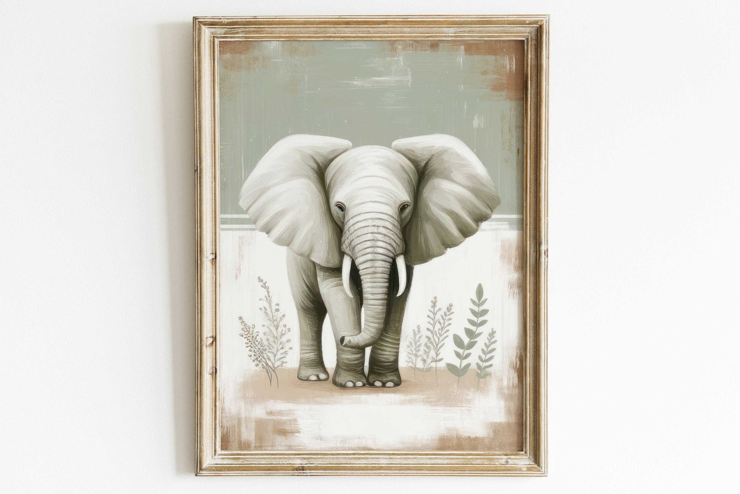 Elephant Nursery Print, Safari Animal Kids Room Decor, Vintage Art - WildfieldPrints
