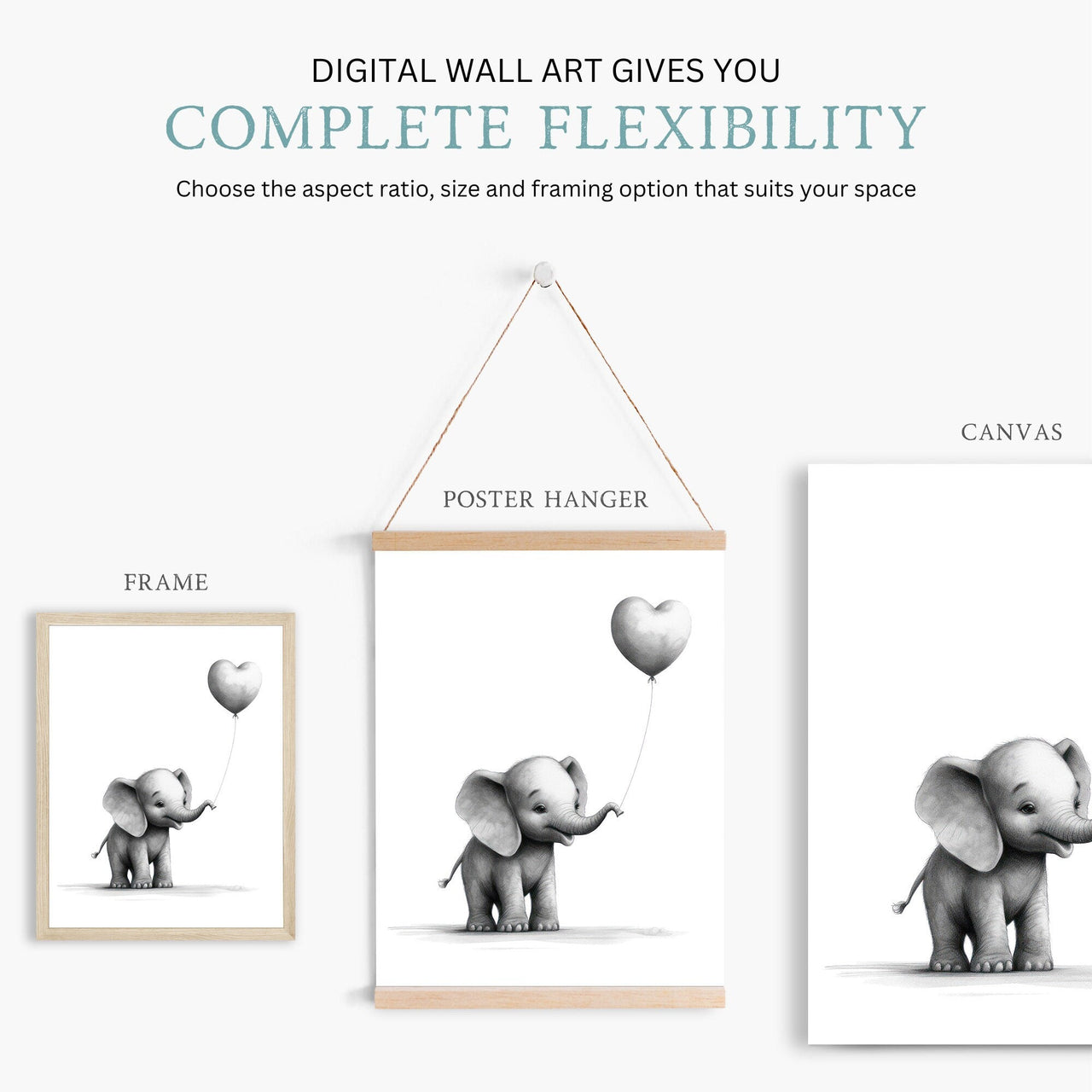 Baby Elephant Wall Art – Safari Nursery Print