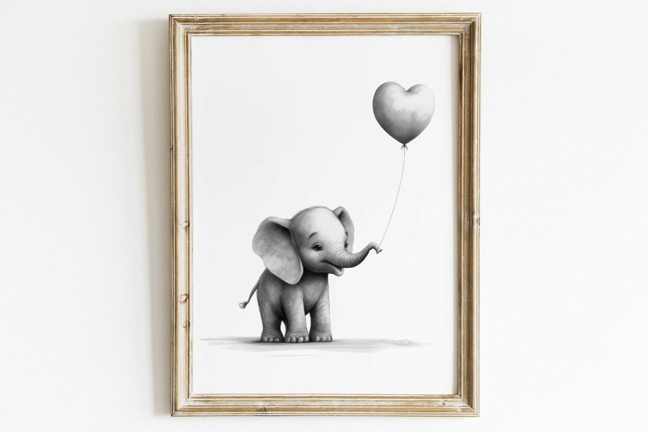 Baby Elephant Wall Art – Safari Nursery Print