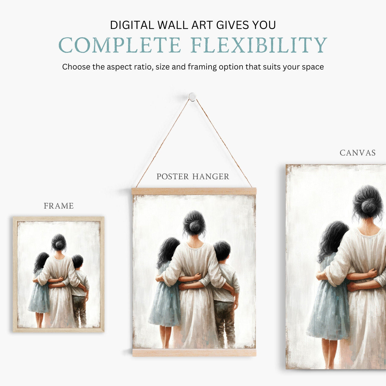 Mother and Children Wall Art – Family Living Room Print